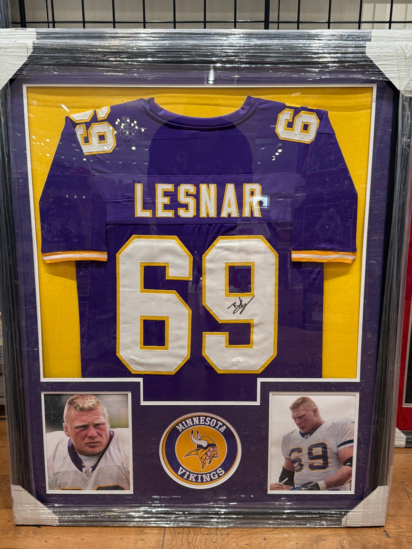 Minnesota Vikings Brock Lesnar Signed Jersey Custom Framed JSA COA