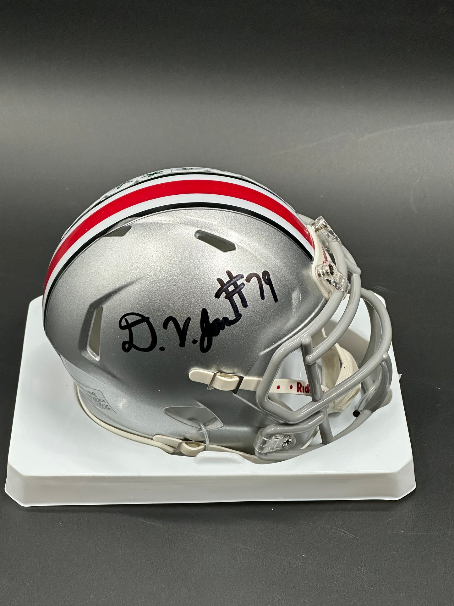 The Ohio State University Buckeyes Dawand Jones Hand Signed Autographed Mini Helmet Five Star COA