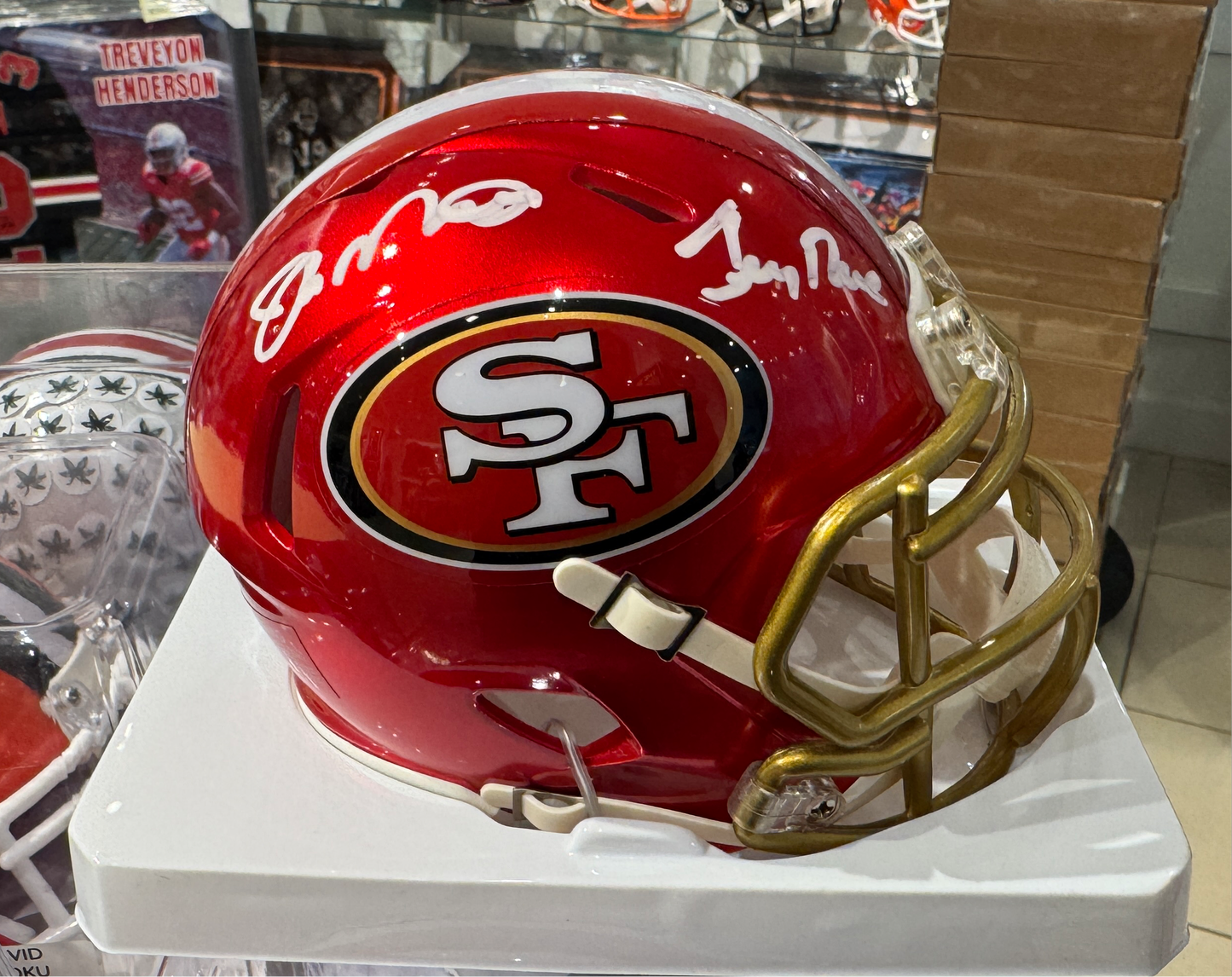 San Francisco 49ers Joe Montana Jerry Rice Hand Signed Autographed Mini helmet certified COA