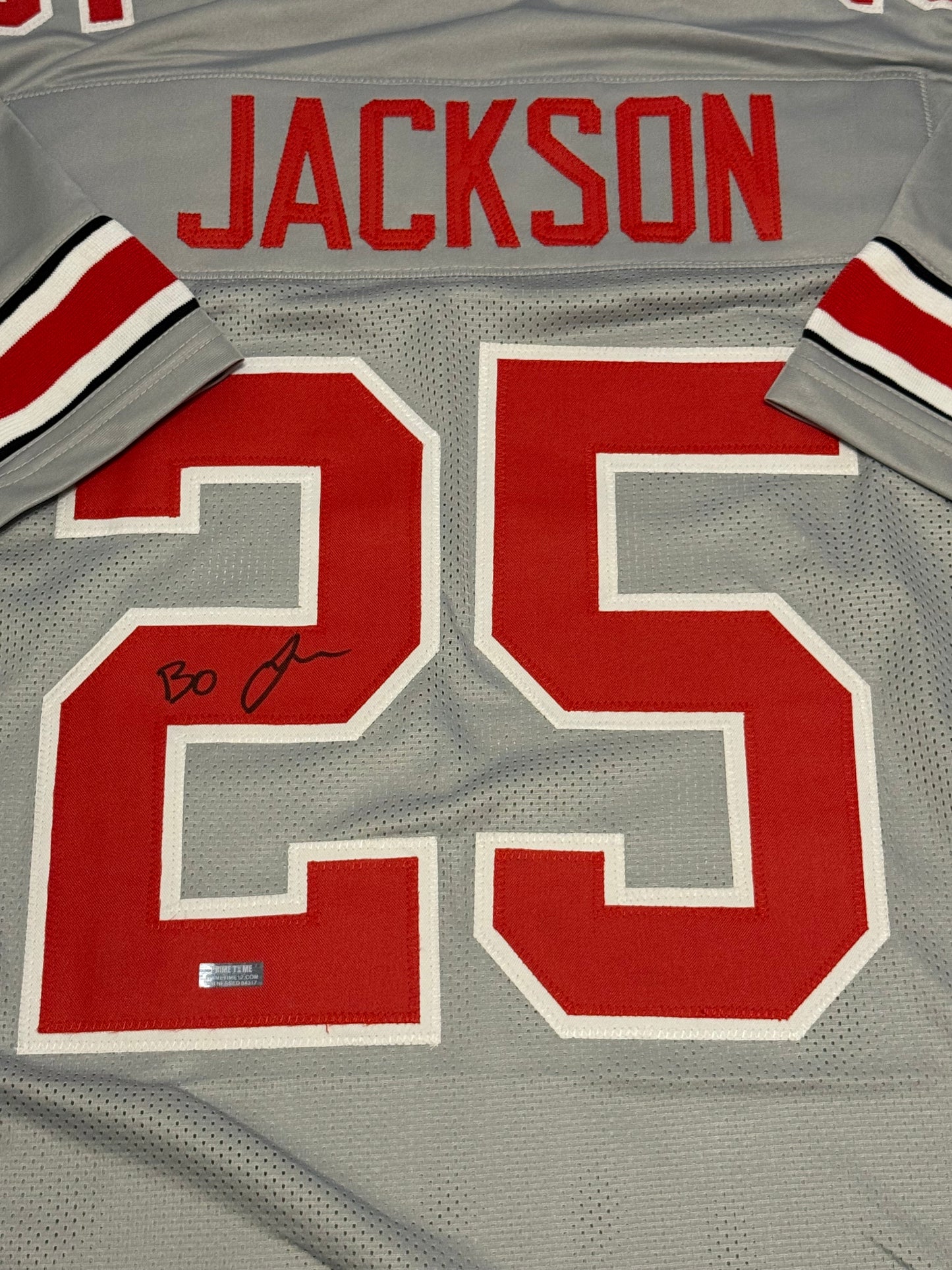 Bo Jackson Signed Autographed Ohio State Gray Custom Jersey Prime Time Witness COA