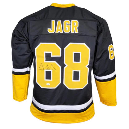 Pittsburgh Penguins Jaromir Jagr Hand Signed Autographed Custom Black Jersey JSA COA