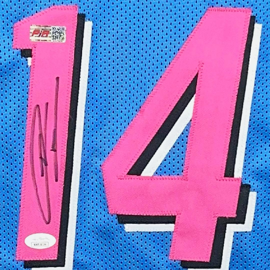 Miami Heat Tyler Herro Hand Signed Autographed Custom Blue Jersey JSA COA