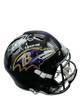 Load image into Gallery viewer, Baltimore Ravens Joe Flacco Hand Signed Autographed Full Size Replica Helmet “Super Bowl MVP XLVII” Inscription JSA COA