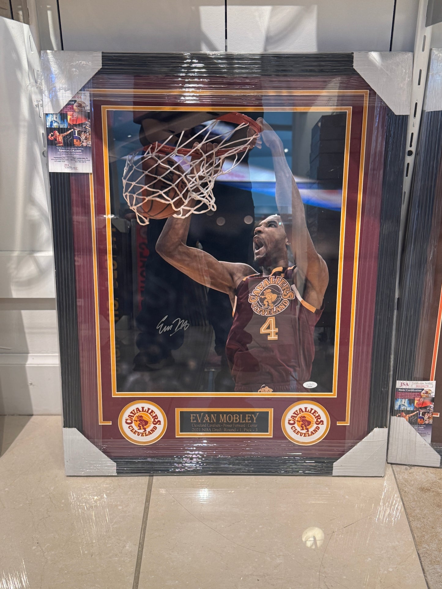Cleveland Cavaliers Evan Mobley signed 16x20 custom framed JSA COA