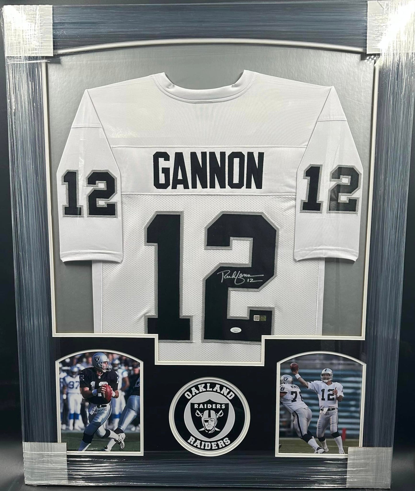 Oakland Raiders Rich Gannon Hand Signed Autographed White Jersey Framed & Matted with JSA COA