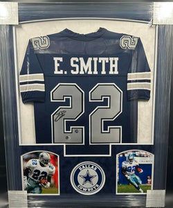 Dallas Cowboys Emmitt Smith Signed Jersey Framed & Suede Matted with BECKETT & PROVA COA