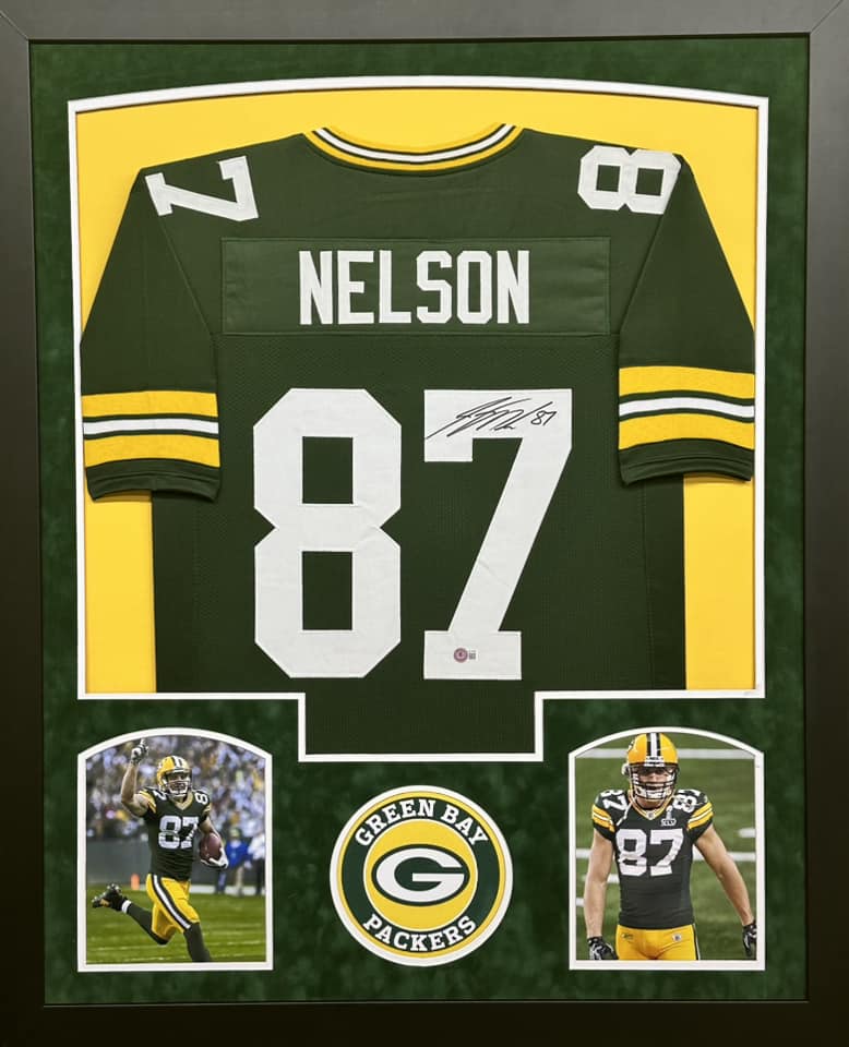 Green Bay Packers Jordy Nelson Hand Signed Autographed Custom Green Jersey Framed & Matted with Beckett COA