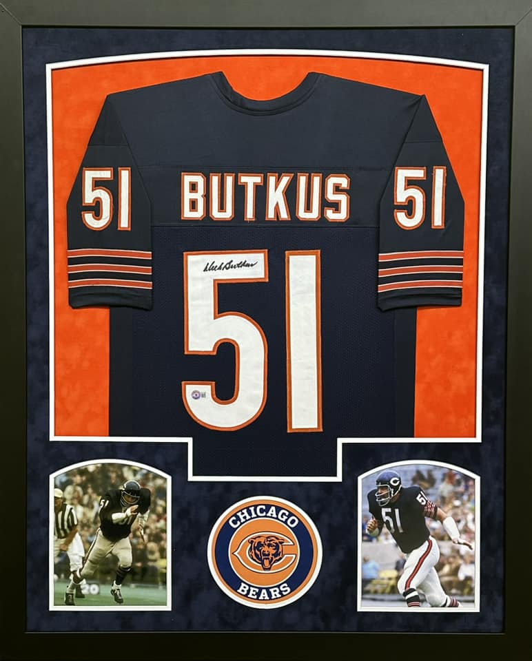 Chicago Bears Dick Butkus Signed Jersey Framed & Matted with Beckett COA