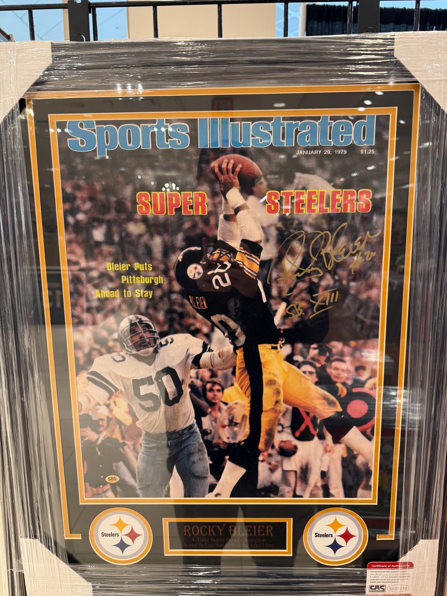 Pittsburgh Steelers Rocky Blier Signed Autographed 16x20 Photo Custom Framed JSA COA
