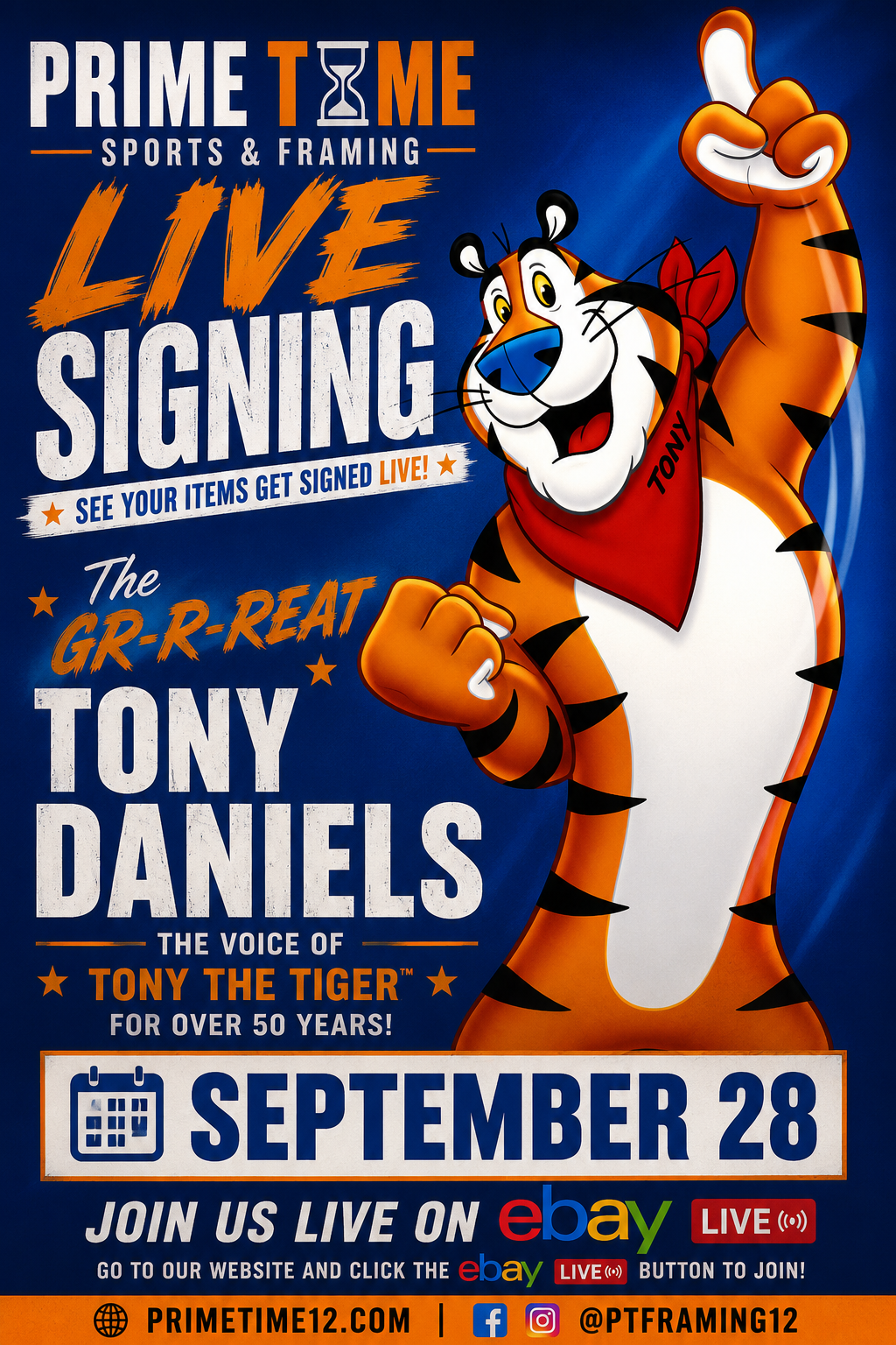 Tony Daniels ( Tony The Tiger ) Mail-in Ticket for Private Signing on 1 Item YOU WILL NOT MEET Tony Daniels
