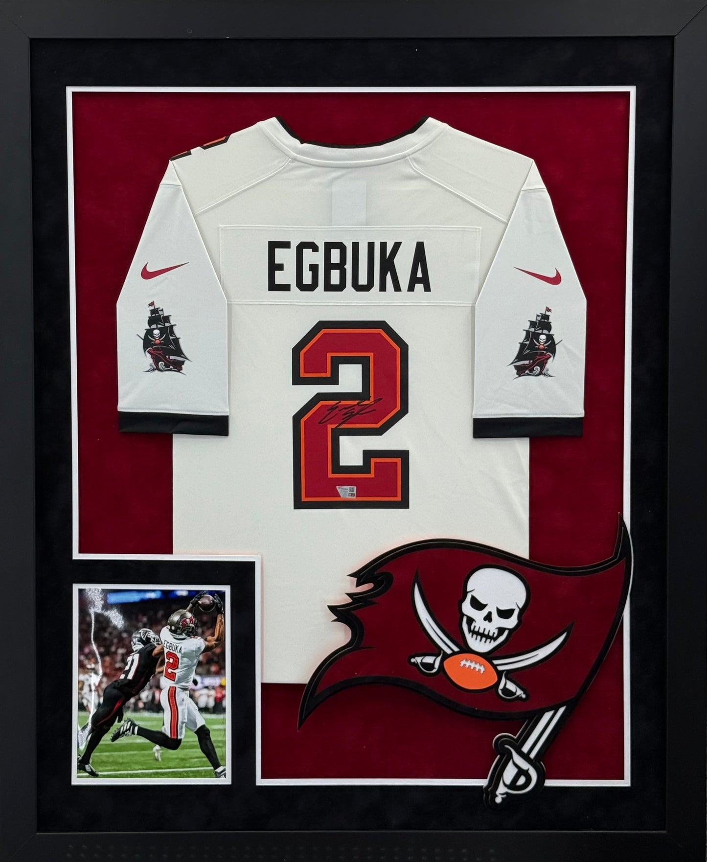 Emeka Egbuka Signed Autographed Tampa Bay Buccaneers Authentic Nike Jersey Custom Framed Fanatics COA