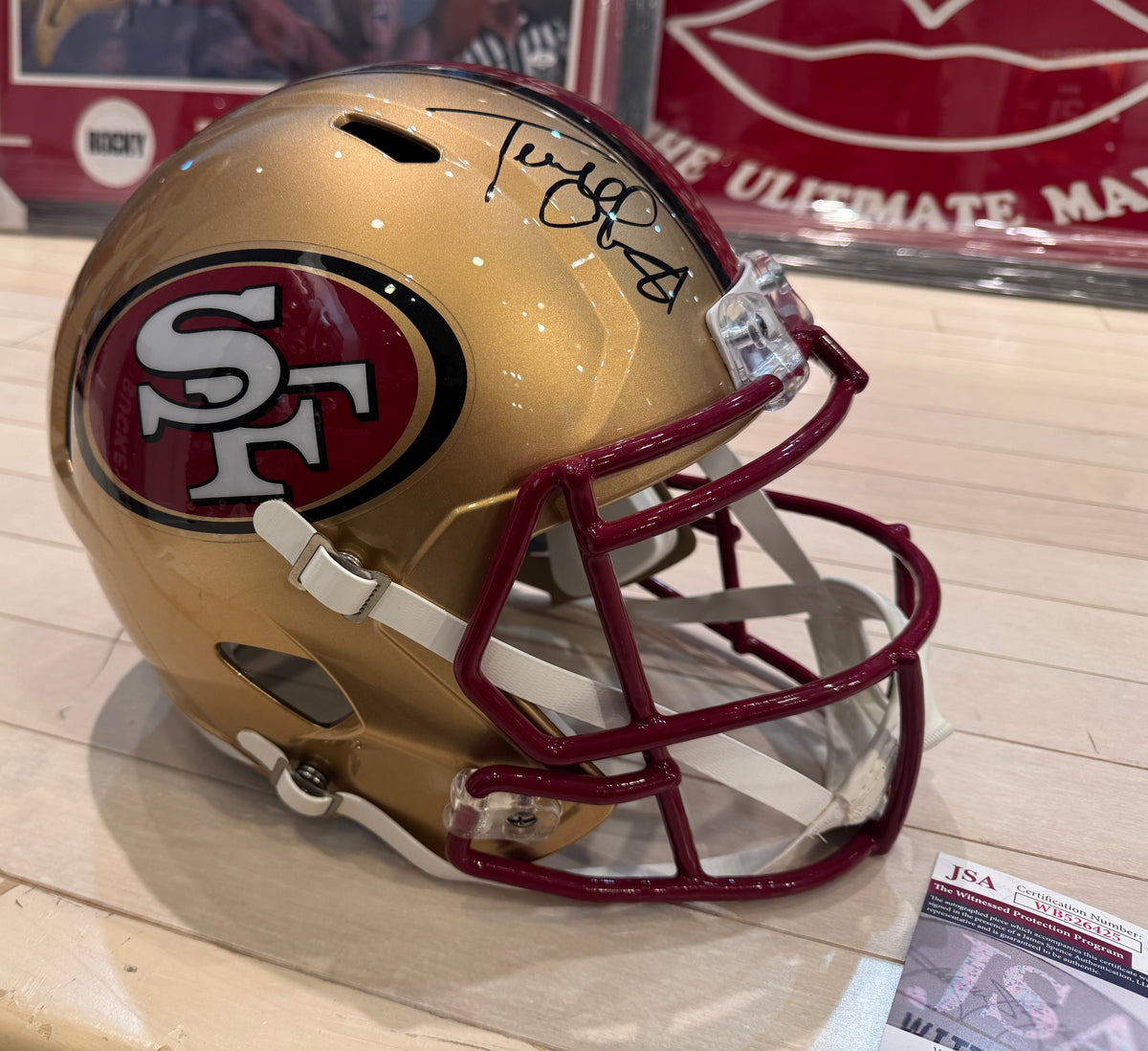 San Francisco 49ers Terrell Owens Hand Signed Autographed Replica Full Size Helmet JSA COA
