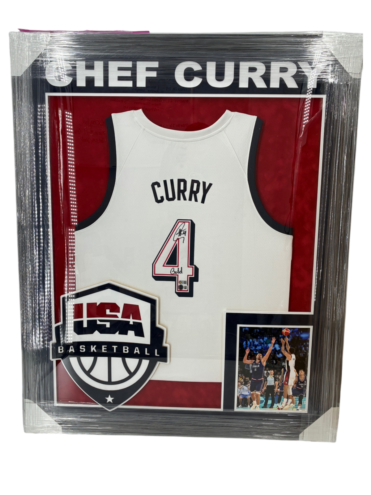 Steph Curry Signed Autographed USA Custom Framed Jersey BAS COA