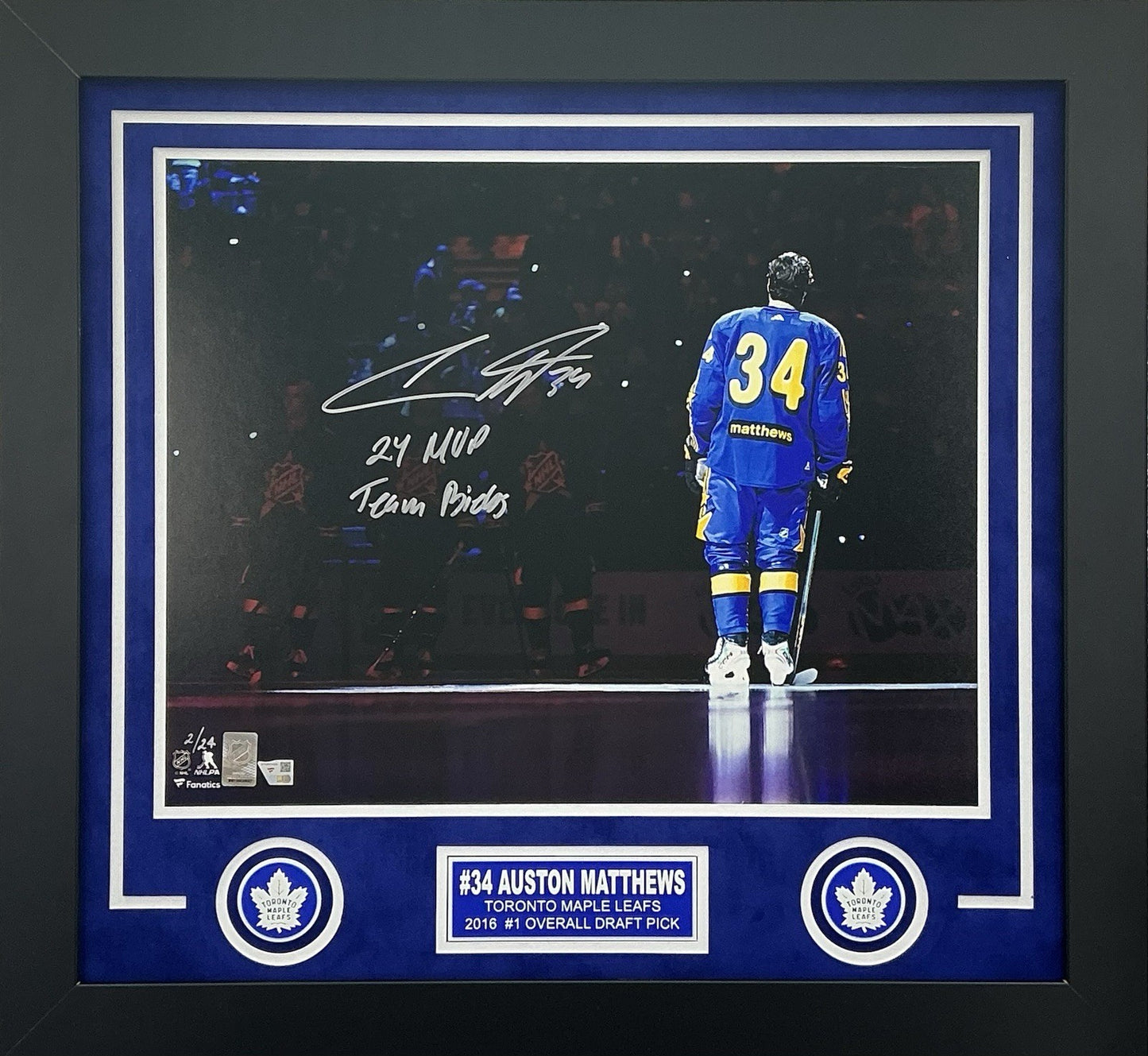Auston Matthews Signed Autographed Maple Leafs 16x20 Photo Custom Framed Fanatic