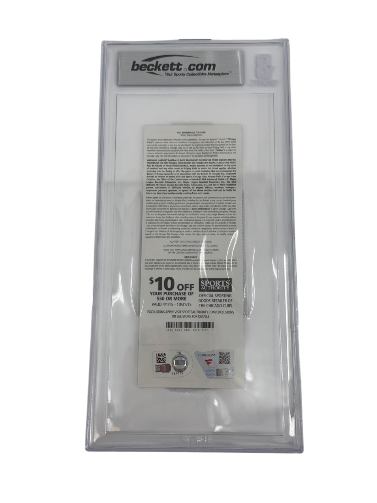 Kyle Schwarber Signed Autographed Cubs MLB Debut Ticket Fanatics/MLB Cert BAS 10