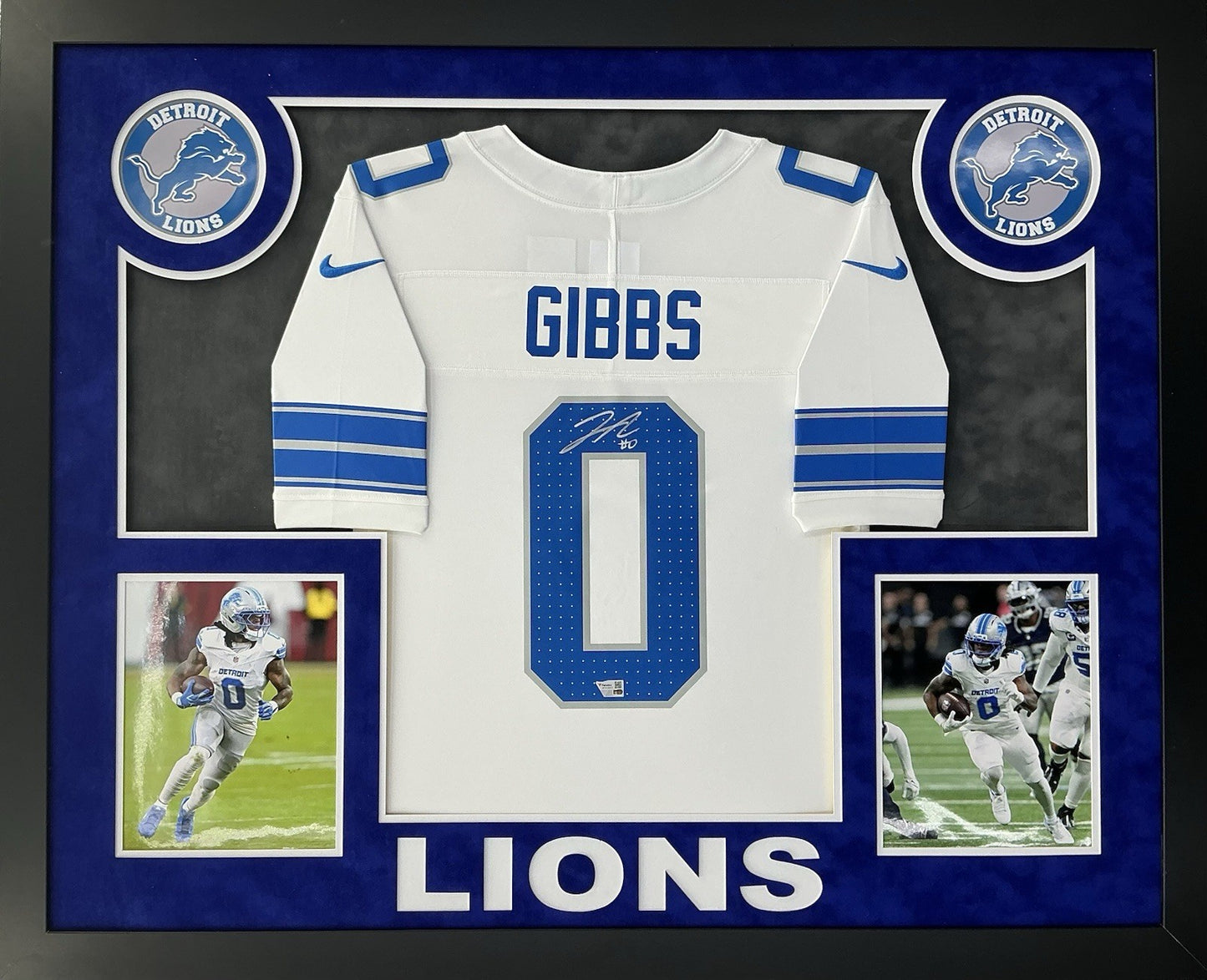 Jahmyr Gibbs Signed Autographed Lions Authentic Jersey Custom Framed Fanatics