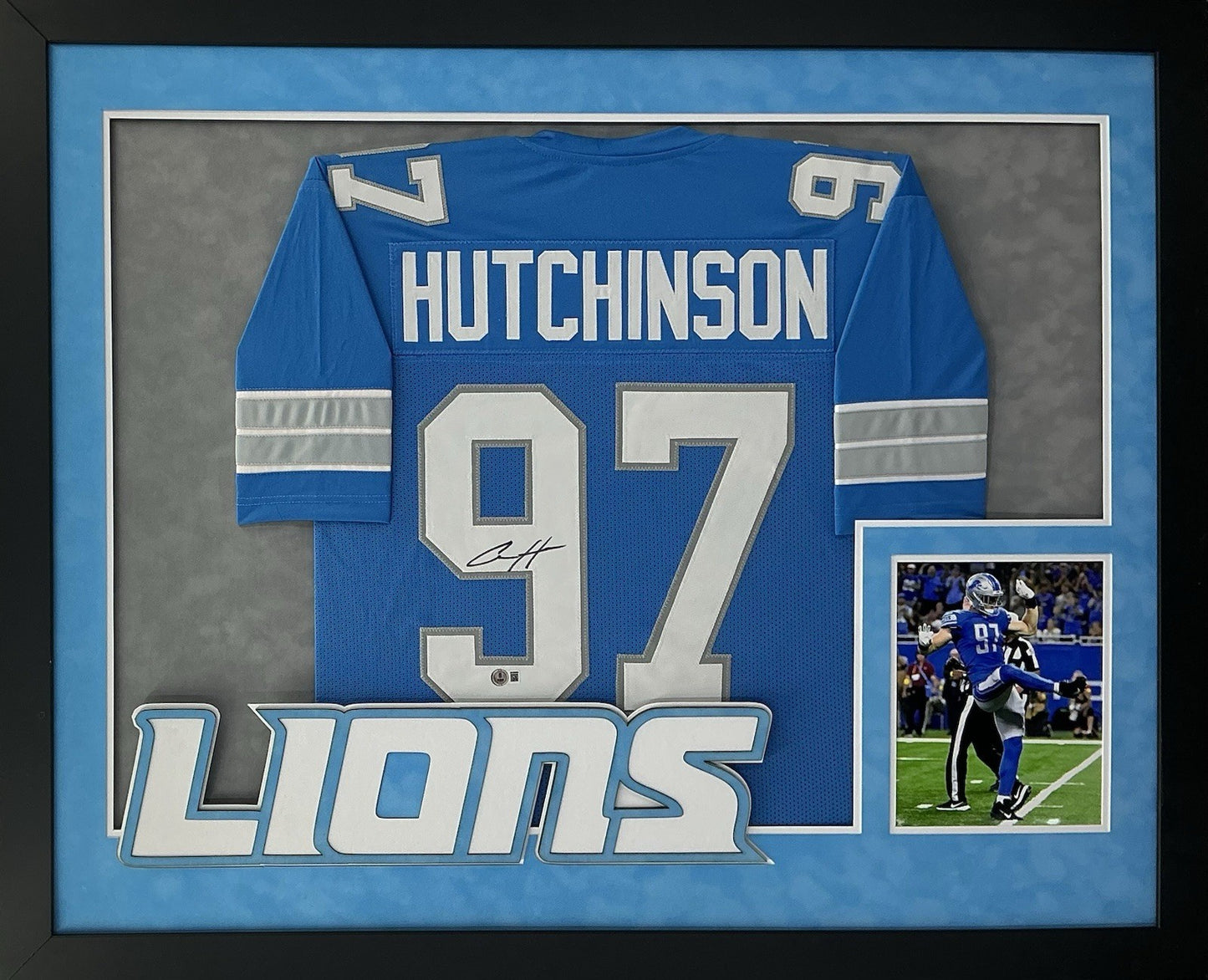 Aidan Hutchinson Signed Autographed Lions Jersey Custom Framed Beckett COA