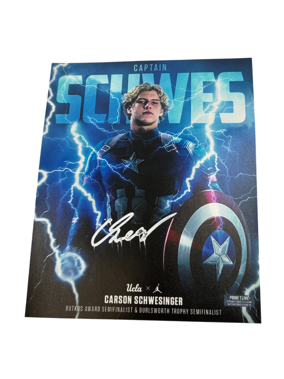 Carson Schwesinger Signed Autographed Custom Captain Photo Prime Time Witness