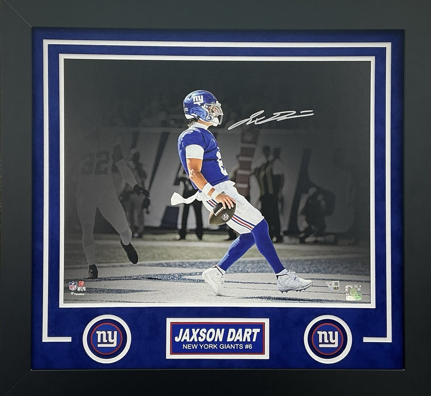 Jaxson Dart Giants Signed Autographed Giants 16x20 Photo Custom Framed Fanatics