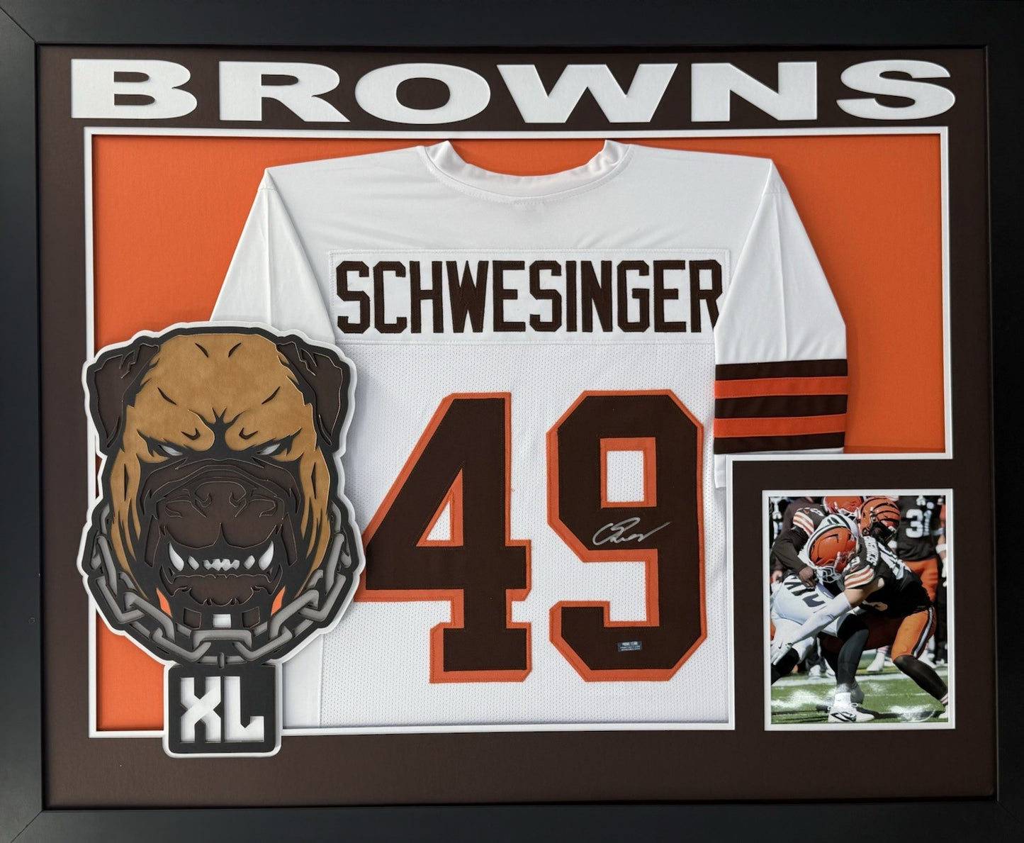 Carson Schwesinger Signed Autographed Browns Jersey Custom Framed COA