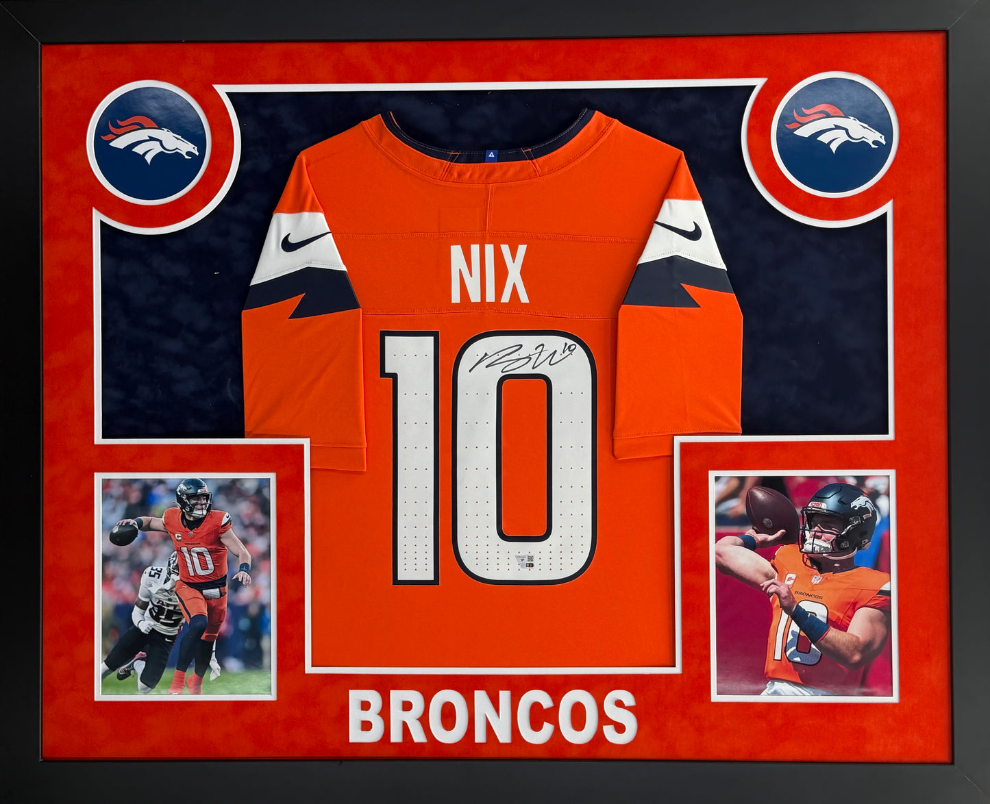 Bo Nix Signed Autographed Denver Broncos Authentic Nike Jersey Custom Framed Fanatics COA