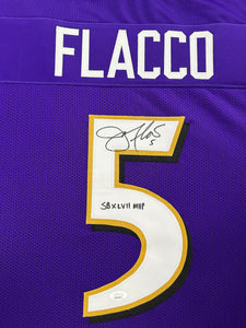 Baltimore Ravens Joe Flacco Hand Signed Autographed Custom Jersey “Super Bowl MVP XLVII Inscription”JSA COA