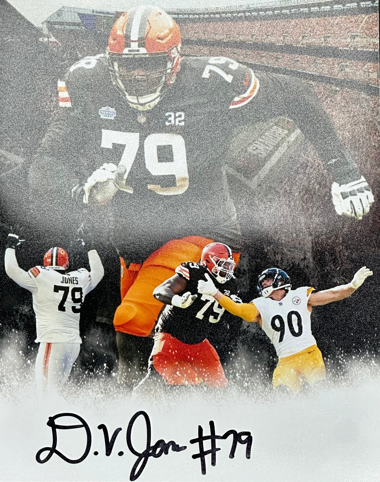 Cleveland Browns Dawand Jones Hand Signed Autographed 8x10 Photo with Five Star COA