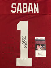 Load image into Gallery viewer, Alabama Crimson Tide “Bama” Nick Saban Hand Signed Autographed Custom Red Famous Quote Jersey JSA COA