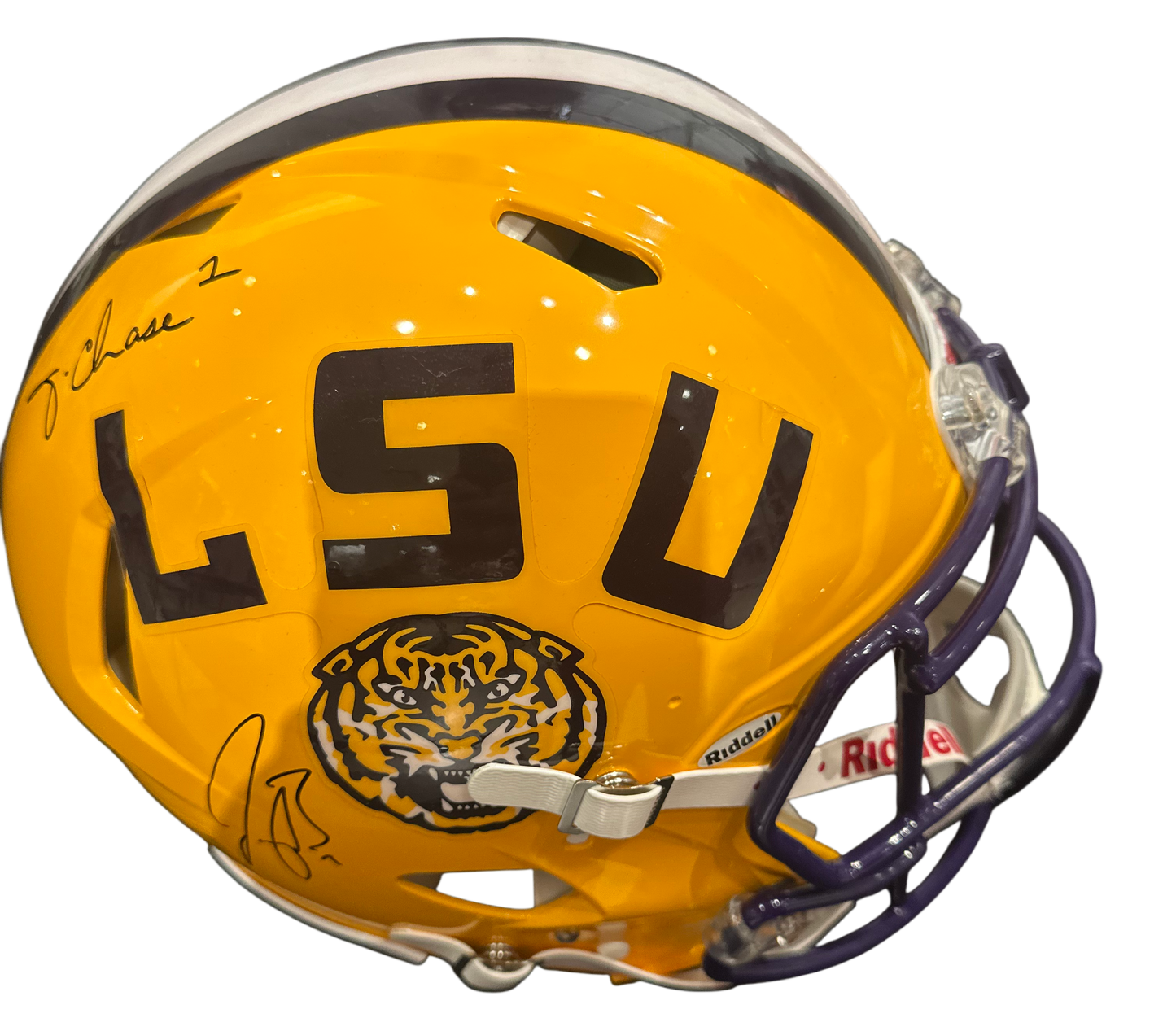 LSU Tigers Joe Burrow, Jamar Chase Hand Signed Autographed F/S Speed Authentic Helmet Fanatics, BAS COA