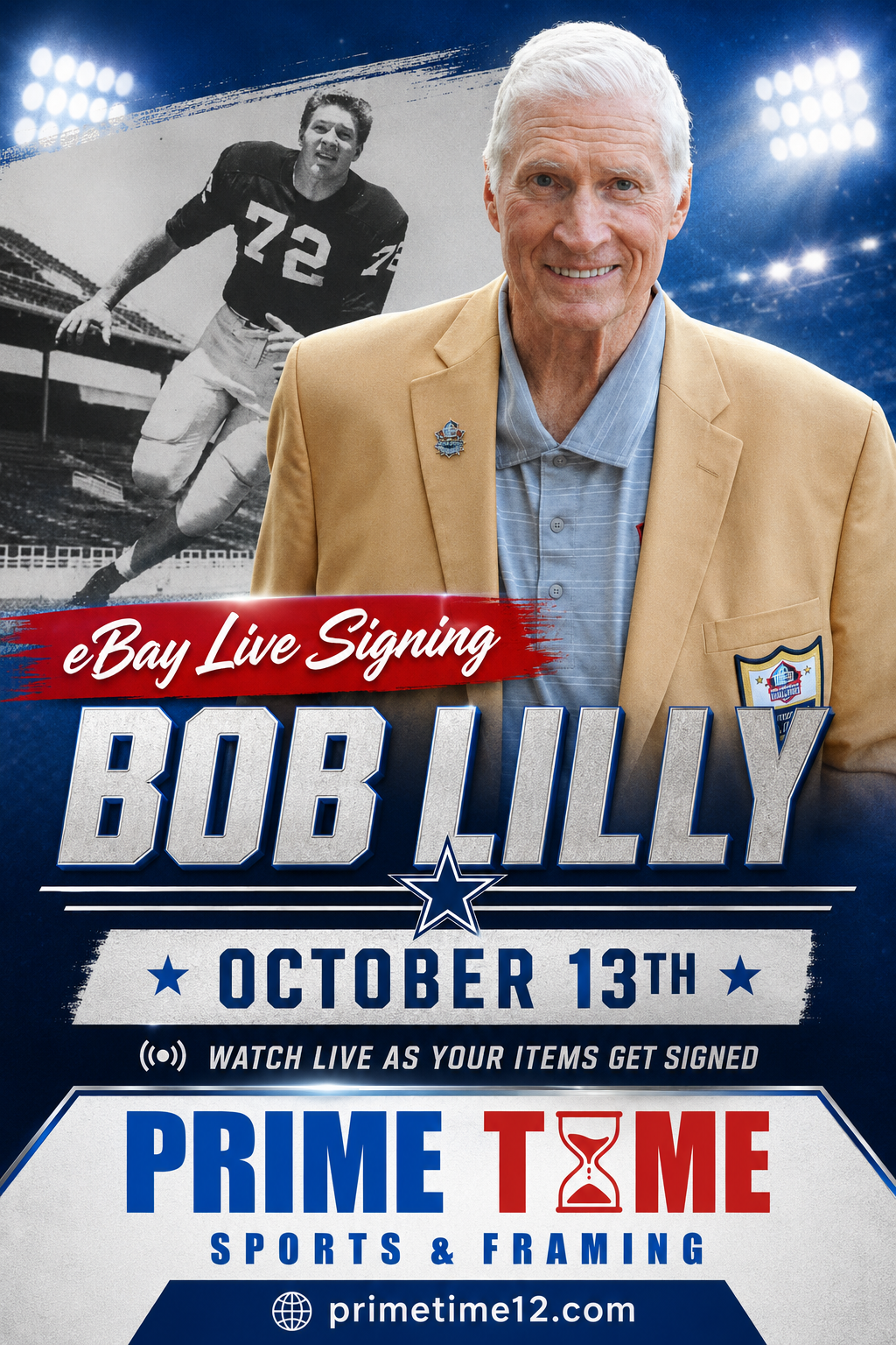 Bob Lilly Mail-in Ticket for Private Signing on 1 Item YOU WILL NOT MEET Bob Lilly