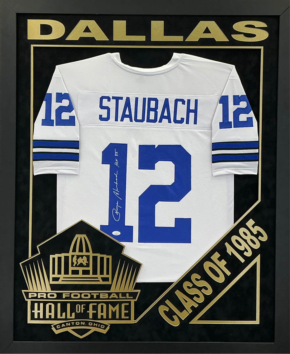 Roger Staubach - EXCLUSIVE PRO FOOTBALL HALL OF FAME FRAMING XL 3D LOG – Prime Time Sports &amp; Framing