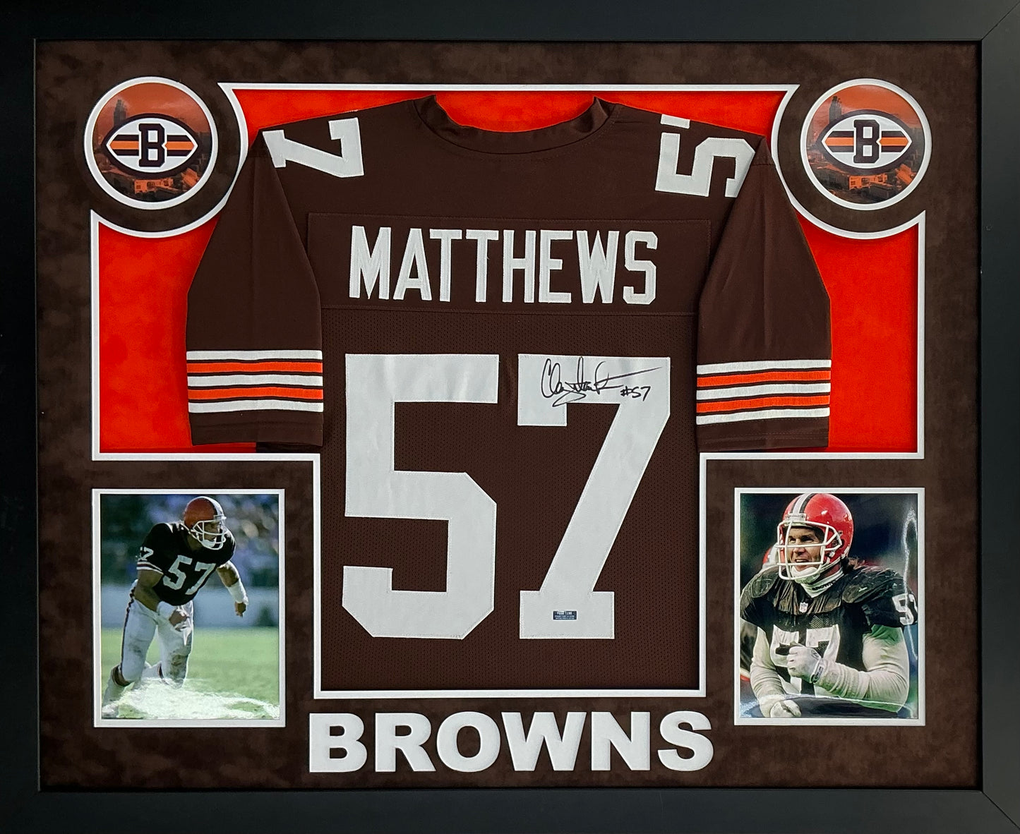 Clay Matthews Signed Autographed Browns Custom Jersey Custom Framed Prime Time Witnessed COA