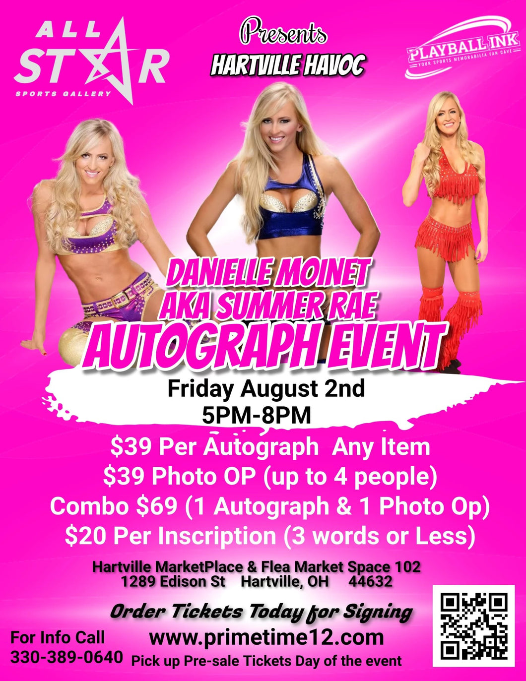 Danielle Moinet AKA SUMMER RAE Pre-Sale ticket for autograph signing on your any 1 item