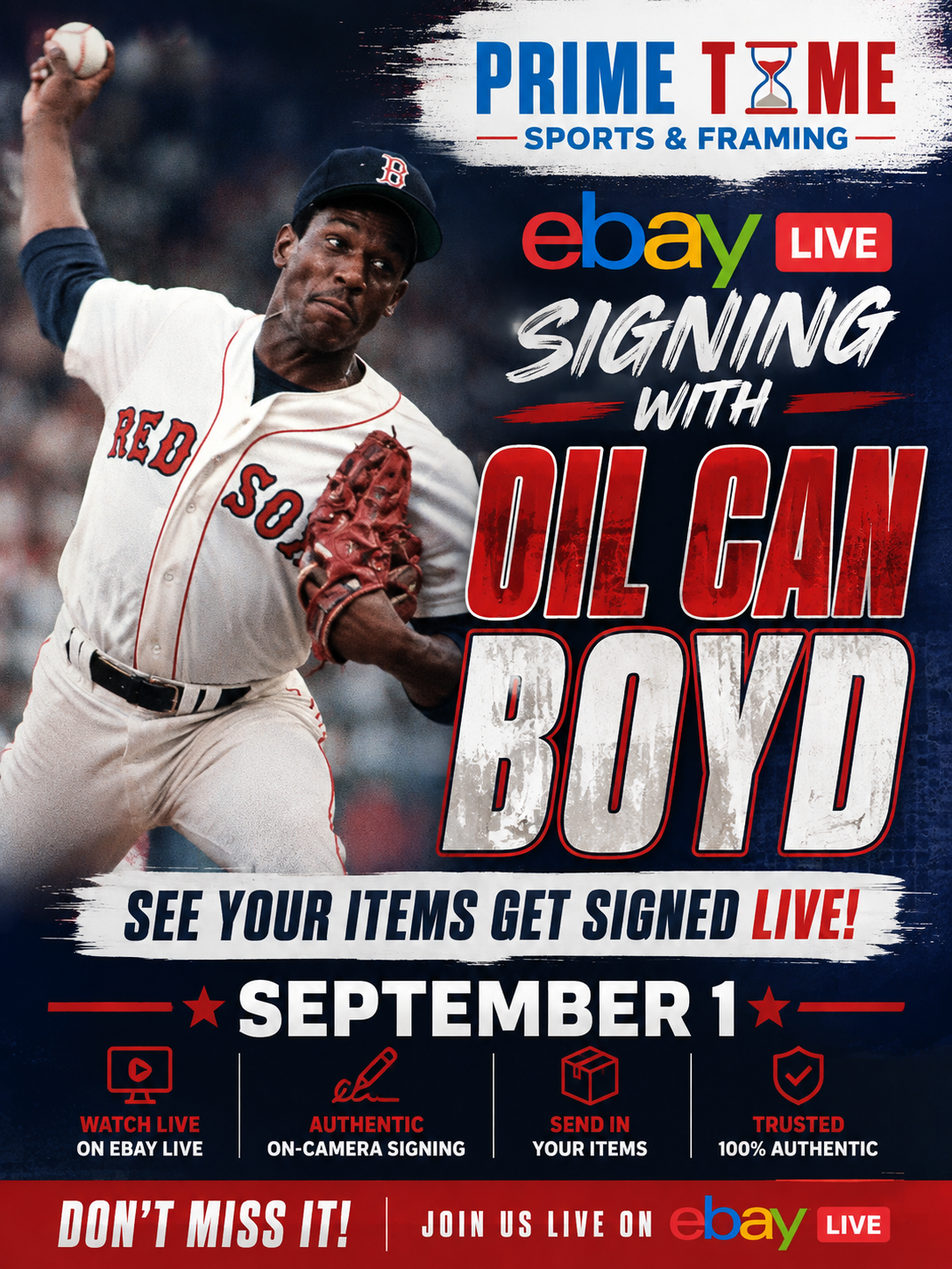 Oil Can Boyd Mail-in Ticket for Private Signing on 1 Item YOU WILL NOT MEET Oil Can Boyd