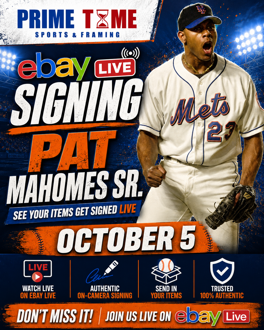 Pat Mahomes Sr. Mail-in Ticket for Private Signing on 1 Item YOU WILL NOT MEET Pat Mahomes Sr.