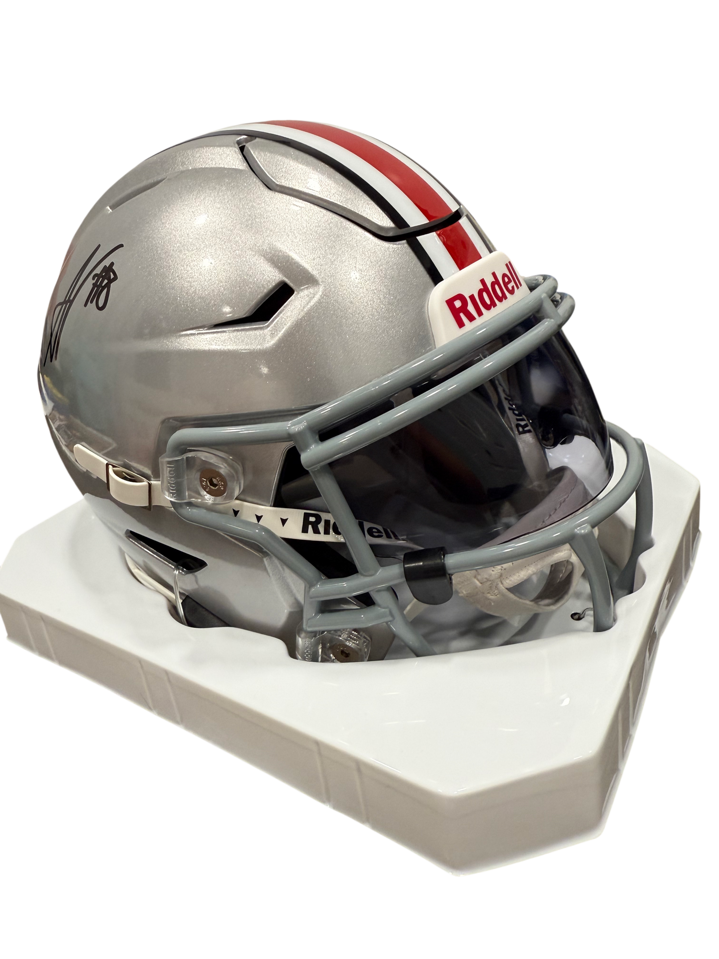 Arvell Reese Signed Autographed Ohio State Buckeyes Silver Mid Size Helmet Prime Time Witness Coa