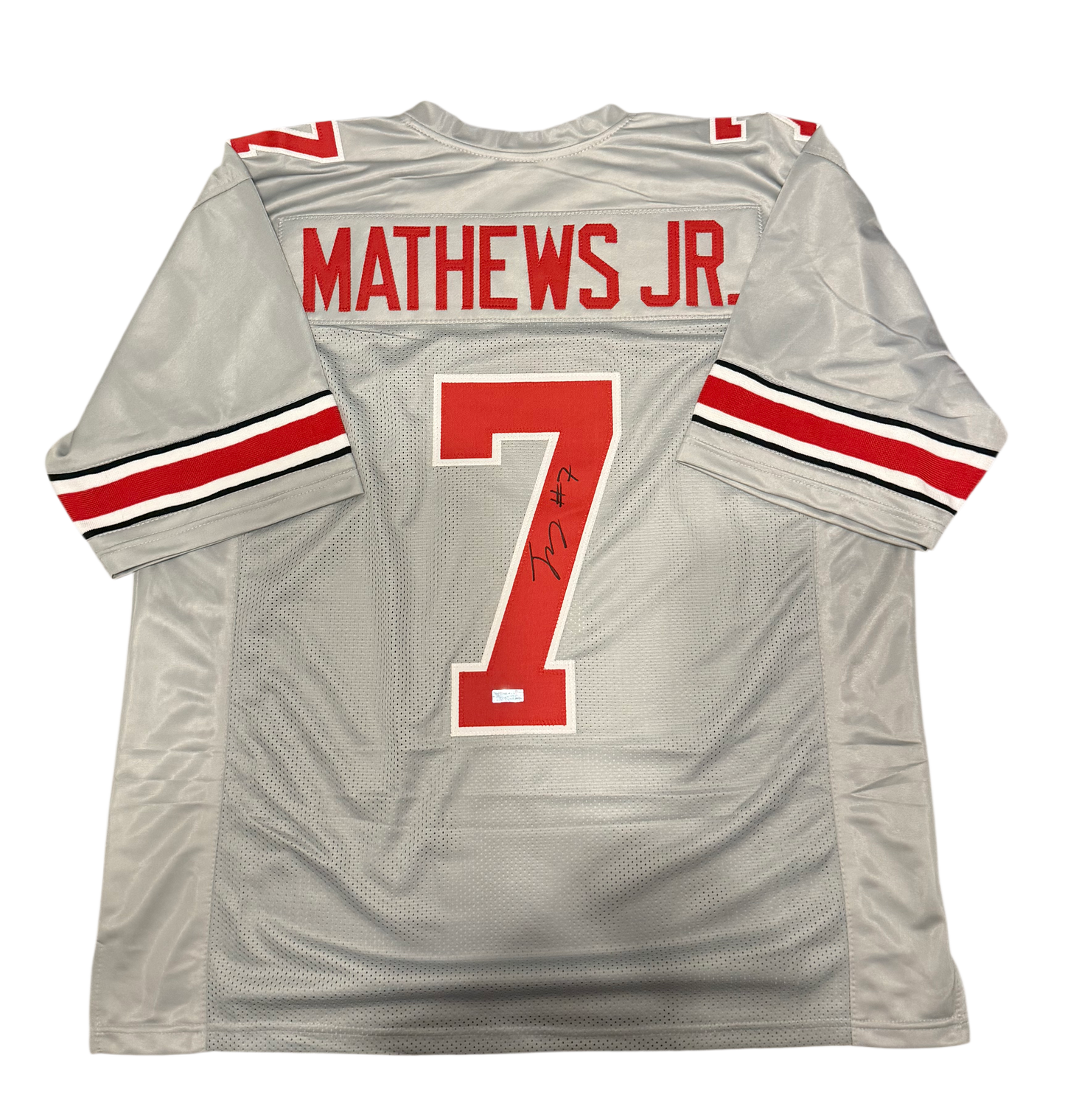 Jermaine Mathews Jr. Signed Autographed Ohio State Buckeyes Gray Custom Jersey Primetime Witness COA