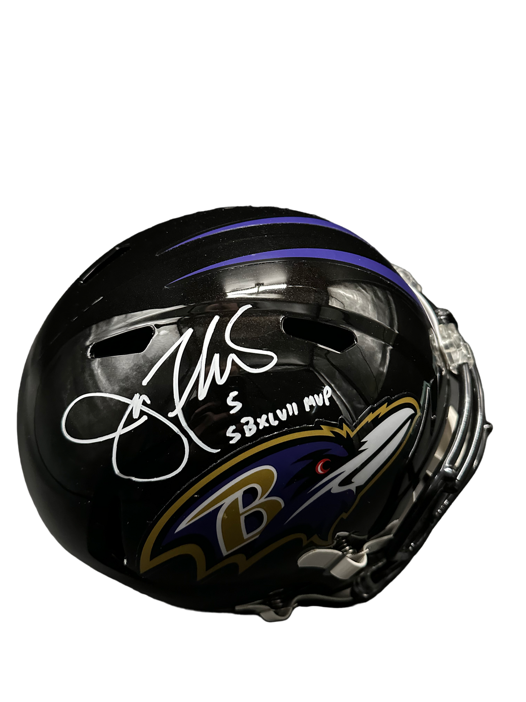 Baltimore Ravens Joe Flacco Hand Signed Autographed Full Size Replica Helmet “Super Bowl MVP XLVII” Inscription JSA COA