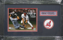 Load image into Gallery viewer, Cleveland Indians Omar Vizquel Signed 8x10 Photo with 11X GG Inscription Framed &amp; Matted with PSA COA