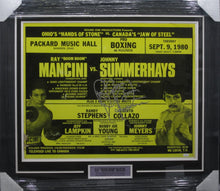 Load image into Gallery viewer, American Boxer Ray &quot;Boom Boom&quot; Mancini Signed Vintage Used Fight Night Poster Framed &amp; Matted with JSA COA