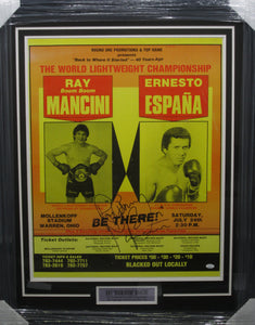 American Boxer Ray "Boom Boom" Mancini Signed Vintage Used Fight Night Poster Framed & Matted with JSA COA