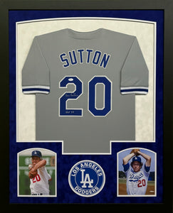 Los Angeles Dodgers Don Sutton Signed Custom Gray Jersey with HOF 98 Inscription Framed & Suede Matted with JSA COA
