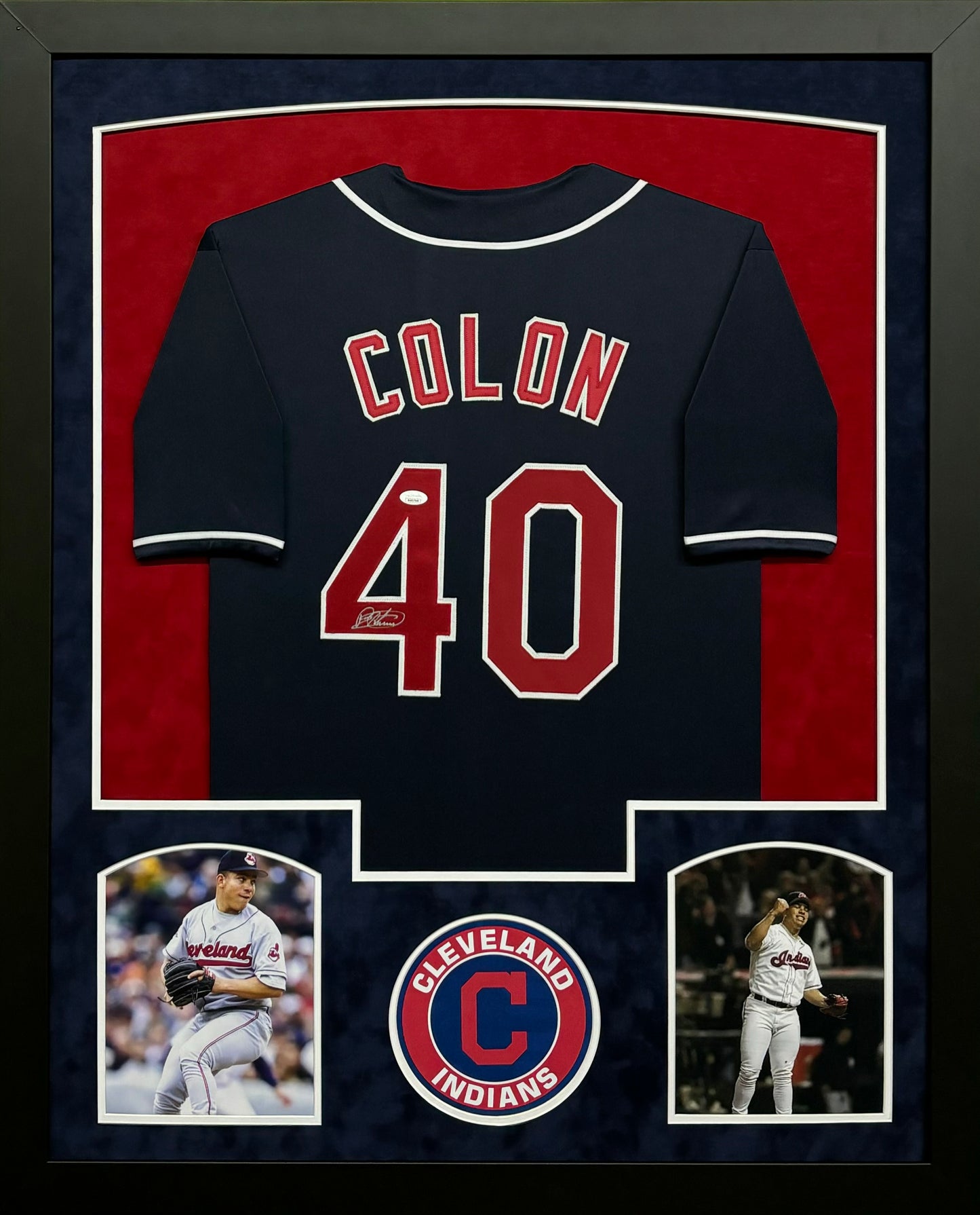 Cleveland Indians Bartolo "Big Sexy" Colon Hand Signed Autographed Custom Blue Jersey Framed & Suede Matted with JSA COA