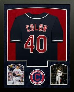 Cleveland Indians Bartolo "Big Sexy" Colon Signed Custom Blue Jersey Framed & Suede Matted with JSA COA