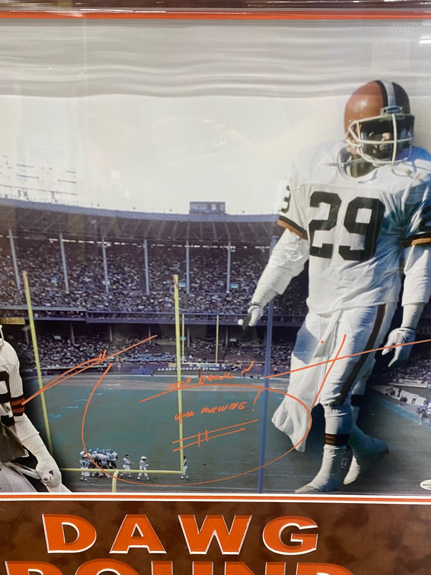 Cleveland Browns Hanford Dixon Hand Signed Autographed 16x20 Photo Framed & DAWG POUND Suede Matted with COA