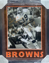 Load image into Gallery viewer, Cleveland Browns Bernie Kosar Signed 16x20 Photo with U MATTER &amp; GO BROWNS Inscriptions Framed &amp; BROWNS Suede Matted with COA