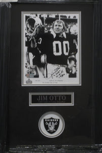 Oakland Raiders Jim Otto Signed 8x10 Photo with H.O.F 1980 Inscription Framed & Matted with COA