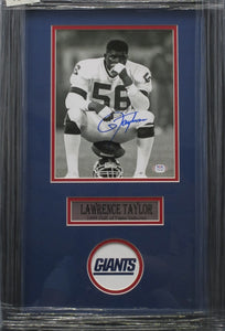New York Giants Lawrence Taylor Signed 8x10 Photo Framed & Matted with PSA COA