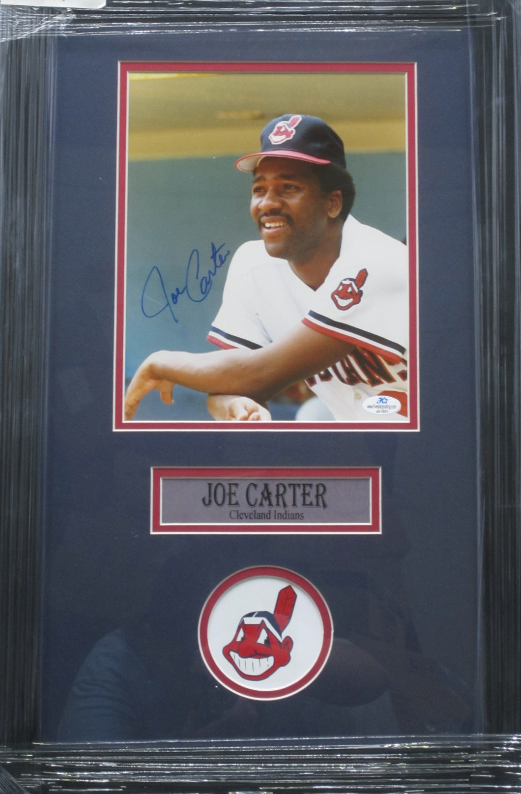 Cleveland Indians Joe Carter Signed 8x10 Photo Framed & Matted with COA