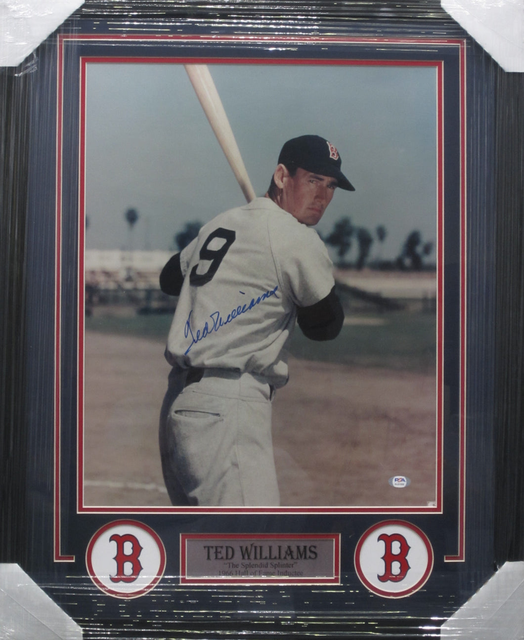 Boston Red Sox Ted Williams Signed 16x20 Photo Framed & Matted with PSA COA